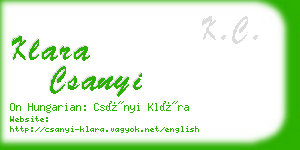 klara csanyi business card